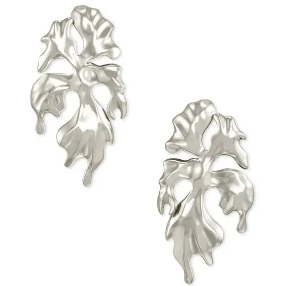 KENDRA SCOTT Savannah Statement Earrings in Vintage Silver Leaf - Picture 1 of 1